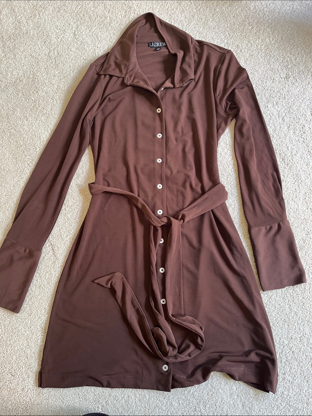 J. Crew Chocolate Brown Button-Front Shirt Dress